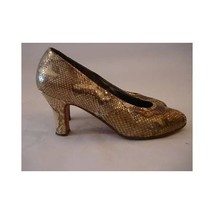 Vintage 1970s Pumps ANDREA PFISTER Gold Bronze Snakeskin Heels Size 7 - $49.50