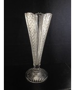 McKee RAINBOW Vase Hobnails and Ribs Cane Pattern Clear 10&quot;  Intro 1898 VFC - £19.35 GBP