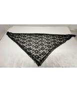 Black Floral Lace W/ rhinestones Church Head Cover Scarf Triangular 38” W - $69.55 CAD