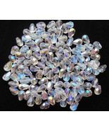 7mm x 5mm Crystal AB Faceted Fire Polished Teardrop Czech Glass Beads (100) - $7.92
