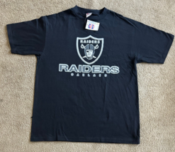 New Vintage Oakland Raiders NFL Football Black T-shirt Size L DeadStock Truefan - £21.90 GBP