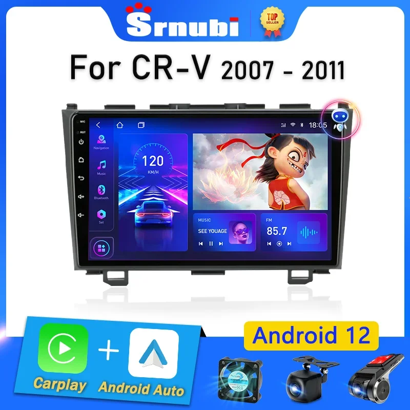 Srnubi Android 12 Carplay Car Radio For Honda CR-V 3 RE CRV 2007-2011 Mu... - £81.66 GBP+