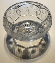 Cut Glass  Clear Lead Crystal Bowl Saw Flower Leaves Etchings Vintage Heavy - $58.41