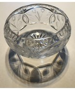 Cut Glass  Clear Lead Crystal Bowl Saw Flower Leaves Etchings Vintage Heavy - £45.93 GBP