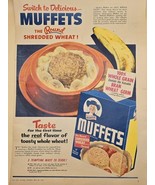 QUAKER-Muffets Shredded Wheat Cereal Food Ephemera 1953 Print Ad-Toronto... - $11.42