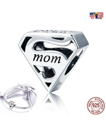 925 Sterling Silver Super Mom, Mother Mama Heart Beads Fit Bracelets DIY... - £23.45 GBP
