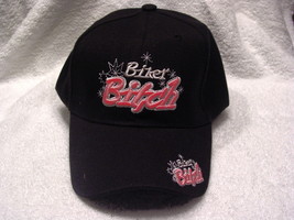 BIKER BITCH MOTORCYCLE WOMAN BASEBALL CAP HAT ( BLACK ) - £9.06 GBP