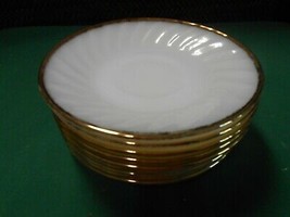 Great FIRE KING White-Gold Trim ...Set of 9 SAUCERS - £14.43 GBP