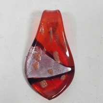Vintage Hand Blown Glass Pendant 2 Inch Long Red - $19.00