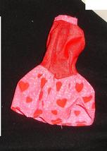 Barbie doll clothes Valentines Day dress wth purple B tag red pink heart print   - £8.78 GBP