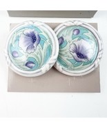NEW Vintage 1992 Avon Porcelain Petals Purple Poppy Flower Pierced Earri... - $14.99