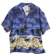 Hawaiian Mens 3XL Blue Shirt Motorcycle Chopper Short Sleeve Made in USA - $39.55