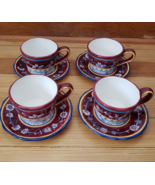 Vintage Ganz Bella Casa Large Oversized Coffee Cups w/Saucers Floral, 4 ... - $79.98