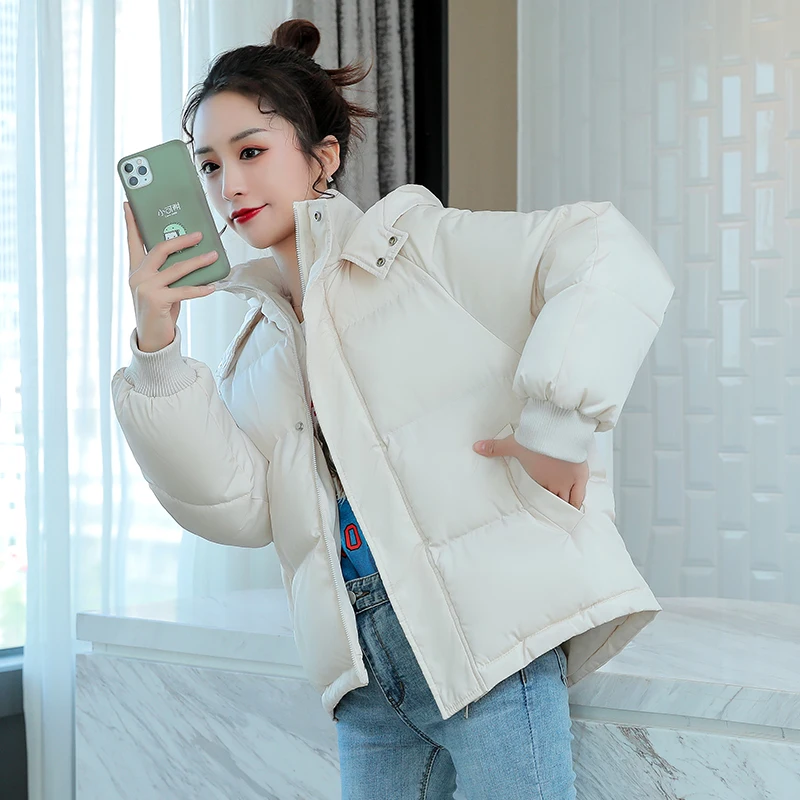 2021 Winter Short Parkas  Korean Fashion Keep Warm Thick Padded Coats Female Cas - £122.85 GBP