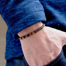 100% Natural Wooden Bracelet For Men Minimalist Buddha Beaded Braslet Meditation - £9.95 GBP