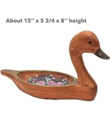 Vintage Hand Carved Painted Floral Duck Wood Bowl Serving Dish Bird 15&quot; ... - £23.71 GBP