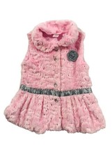 Little Lass Girls Size 6 Vest Barbiecore Fluffy Fur Pink Bling Silver Sp... - $15.90 CAD