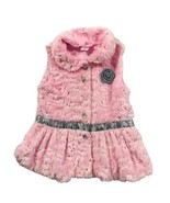 Little Lass Girls Size 6 Vest Barbiecore Fluffy Fur Pink Bling Silver Sp... - $221.20 MXN