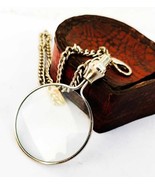 Gold Brass Magnifying Glass Vintage Magnifier With long chain / leather ... - £18.39 GBP