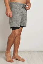 Ohmme 2 Dogs Mens 2 In 1 Mens Yoga Shorts Gray/Black &quot;Large&quot; - $24.74