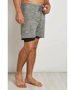 Ohmme 2 Dogs Mens 2 In 1 Mens Yoga Shorts Gray/Black &quot;Large&quot; - £19.77 GBP
