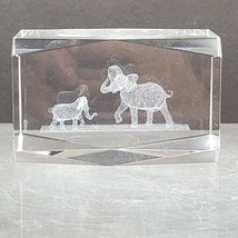 Laser Cut 2 x 3 Crystal Cube 3D With Elephants Mama with Baby - $3.47