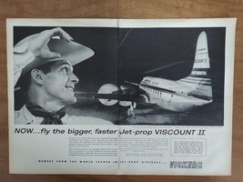 Vickers Viscount II Airliner Plane Rolls Royce Cowboy 1958 Vintage Print Ad - $8.90