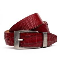 Giovanni Genuine Exotic Lizard Ring-Caiman Belly belt Red image 2