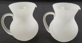 Set of 2 Hand Made Mouth Blown Frosted Glass Decorative Pitchers Jugs - $9.89