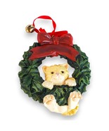 Vintage 1998 FIGI Hang In There Orange Tabby Cat Wreath Christmas Orname... - $9.99