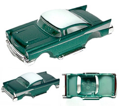 2023 HO Scale AFX’tras 1957 Lowered Custom ’57 Chevy Bel Air Slot Car BODY GRN/W - £13.58 GBP
