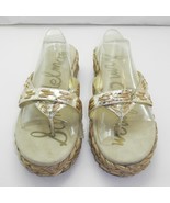Sam Edelman Thong Platform Sandal Silver/Gold Leather Woven Jute-Women&#39;s... - $19.00