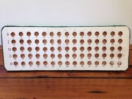 Vintage Handmade Painted Wood Felt Tabletop Bingo Game Board 75 Ball Slots  - £63.75 GBP