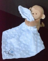 Carters Child of Mine Plush Monkey I Love Mommy Blue Minky Lovey Baby Blanket  - $19.34