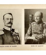 1914 WW1 Print Grand Duke of Baden &amp; King of Saxony Antique Military Col... - $641.66 MXN