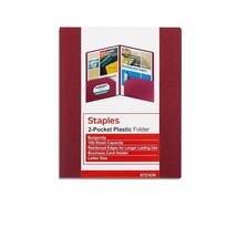 Staples Poly 2-Pocket Folders Burgundy Each (21636-CC/20634) 431490 - £14.11 GBP