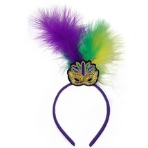 Mardi Gras Headband for Women Sequins Mask Hairband Glitter Purple Gold Green Ha - £15.42 GBP