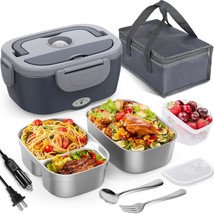 Electric Lunch Box For Adults, 80W Heated Lunch Box With 2 Stainless Ste... - £54.29 GBP