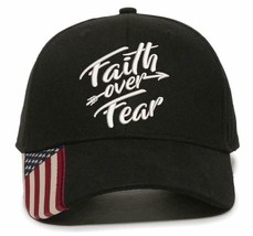 Faith Over Fear Embroidered USA-300 Adjustable Hat with Flag Brim Arrow ... - £20.71 GBP