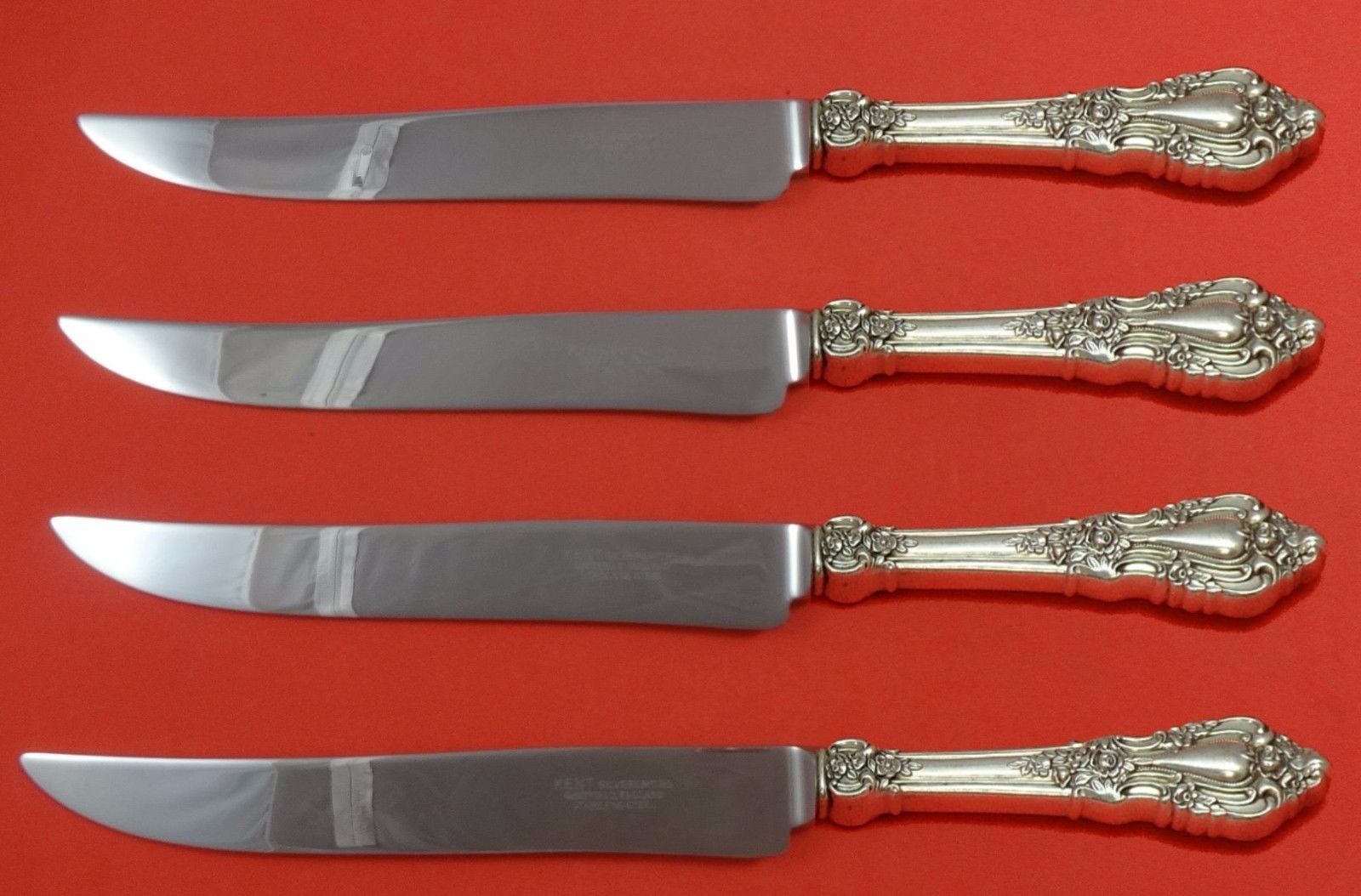 Eloquence by Lunt Sterling Silver Steak Knife Set 4pc Large Texas Sized Custom - $365.31