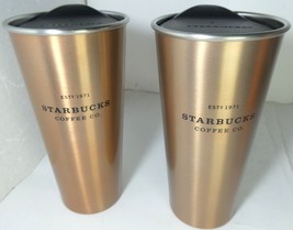Starbucks 2 Tumbler Light Brown Stainless Steel 16 oz MIC 2016 W Sku, New - $400.00