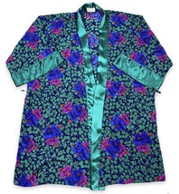 Vtg 90’s Victoria&#39;s Secret Gold Label Kimono Robe Wrap Satin Blue Purple... - £16.74 GBP