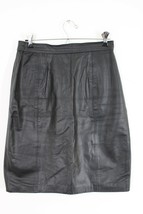 Vtg 80s Winlit 11/12 29&quot; Waist Black Leather Pencil Skirt Punk Biker - £25.39 GBP