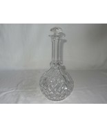 Vintage Crystal Clear Round Decanter w Stopper Cut Faceted 11&quot; tall - £15.85 GBP