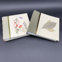 2 Fabric Canvas Photo Albums Green Tones Pink Purple Flowers Leaf Botani... - $19.34