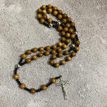 Catholic Rosary crafted from green cypress wood beads, featuring a silver-tone - £23.90 GBP