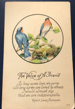 Two Birds Singing Antique Post Card Robert Louis Stevenson VTC 6 - $6.92