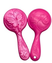 Mattel Barbie Lot 2 Bright Pink Hair Brush Brushes Butterfly Style Replacement - £6.97 GBP