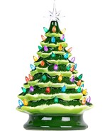 Christmas is Forever Lighted Tabletop Ceramic Tree 16 Inch Green Tree wi... - £89.32 GBP