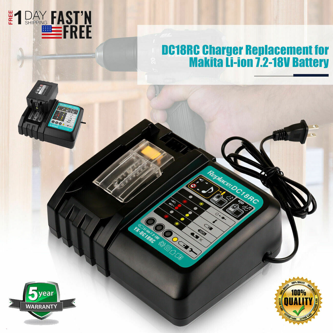 Primary image for New 14.4V-18V 3A Dc18Ra Rapid Li-Ion Battery Charger Bl1830 Us